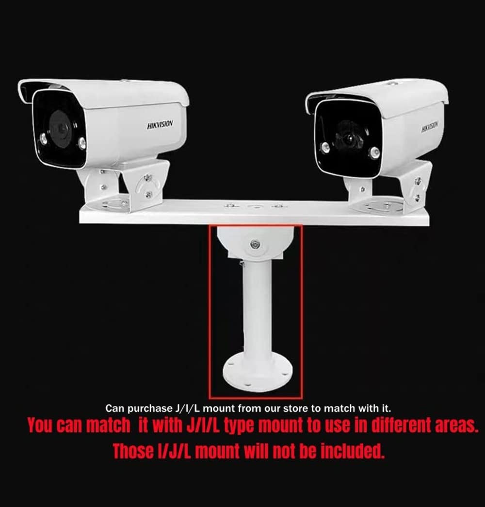 FINXRoll Metal Steel One to Two Horizontal Cross Bar Dual Camera Mount Bracket Extension Bar Horizontal Arm Security Camera Mount Holder for Double