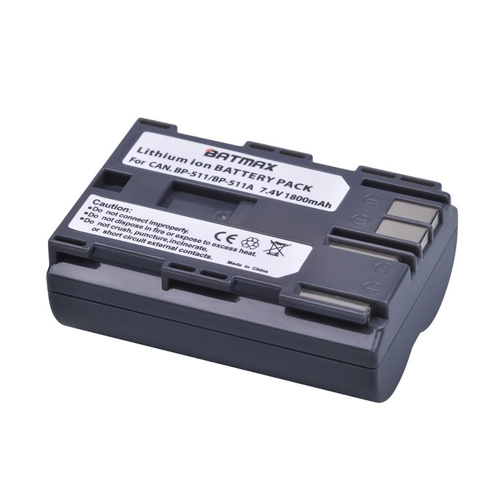 Batmax 2Packs BP-511A BP-511 BP 511 511A Battery + LCD Dual USB Charger for Canon EOS 5D, 10D, 20D, 30D, 40D, 50D, Digital Rebel 1D, D60, 300D, D30
