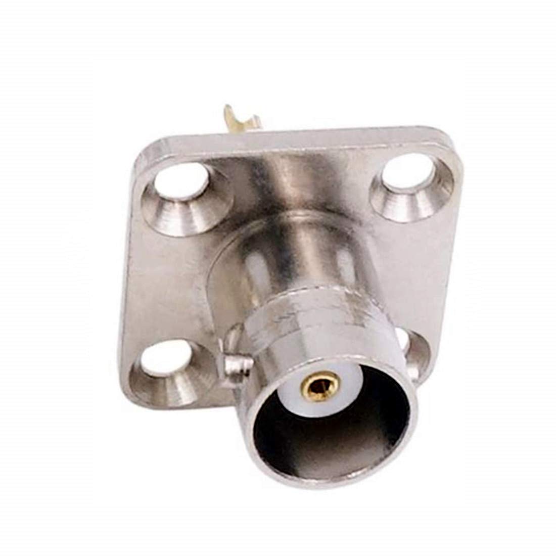 bnafes 5Pcs BNC Female 4 Holes Flange Panel Mount Solder Post Plug Connector RF Coax Coaxial Adapter