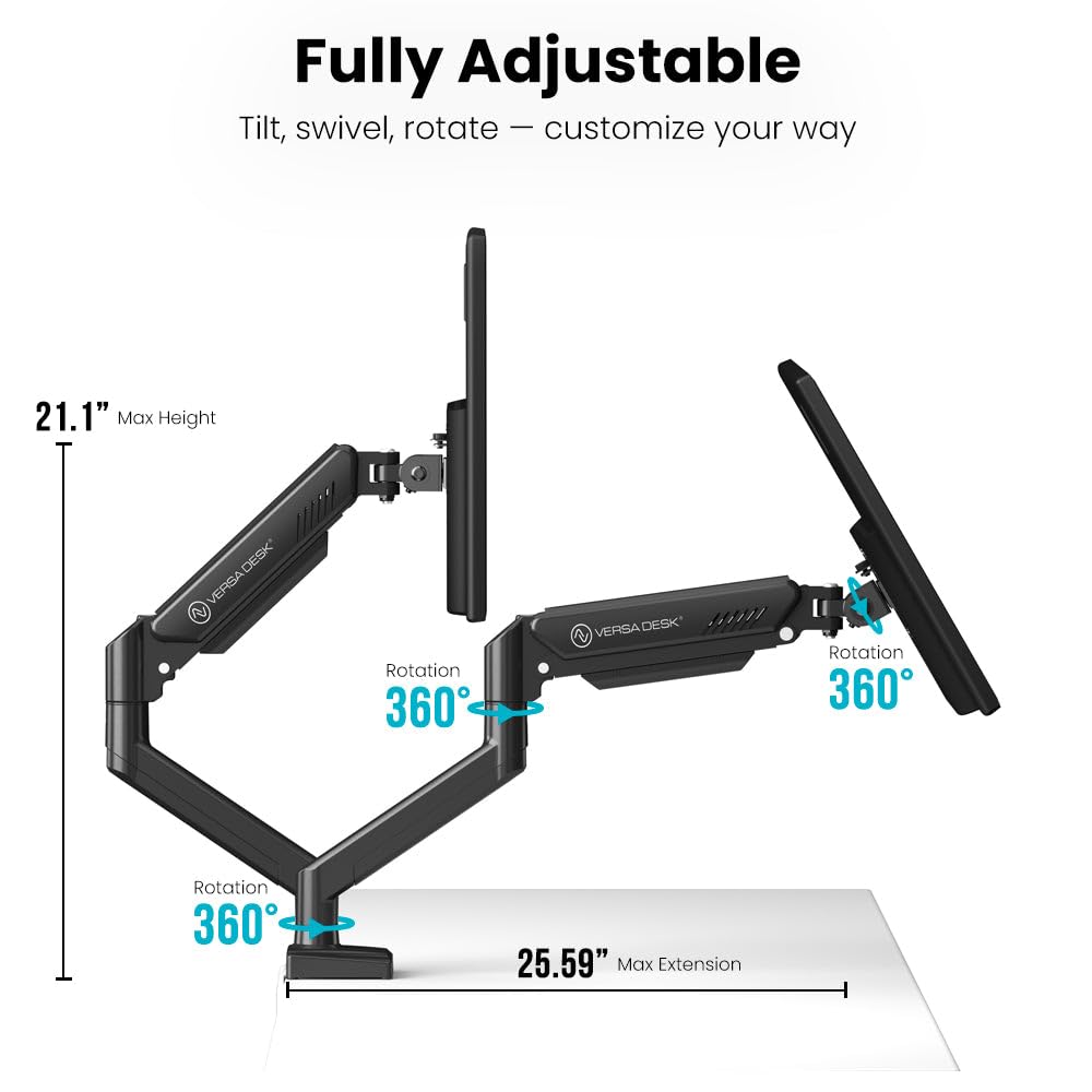 MotionArc™ Single Balanced Monitor Arms | Effortless Adjustment | Internal Spring Mechanism | Outstanding Flexibility | 180 Degree Rotation | Fit