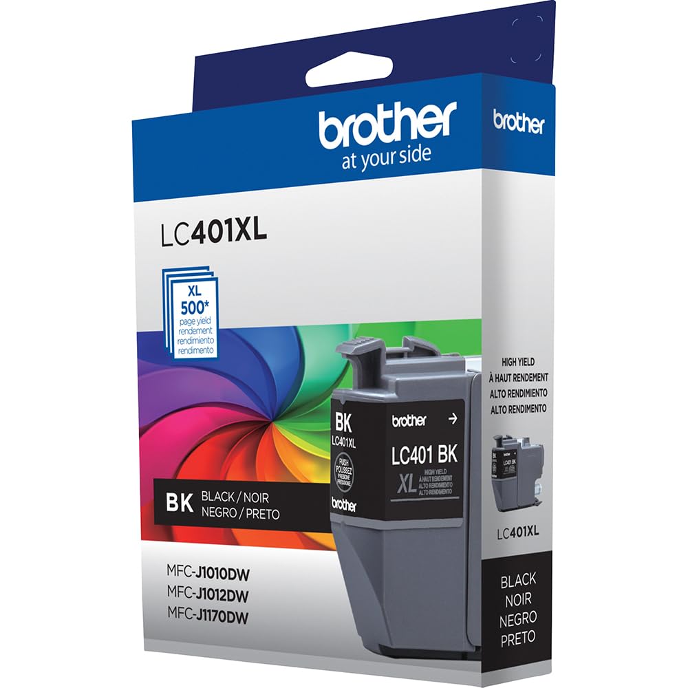 Brother Genuine LC401XLBK Black High Yield Ink Cartridge, Bundle with Deco Essentials Printer eBook for MFC-J1010DW, MFC-J1170DW