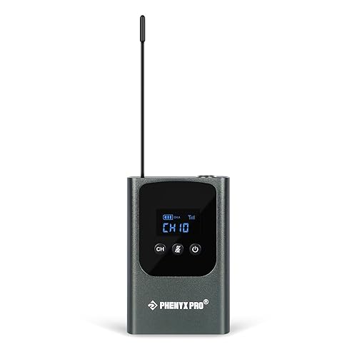 Phenyx Pro Portable Bodypack Transmitter, 900 MHz UHF Bodypack with 3-Pin XLR and 15 Selectable Frequencies, Compatible with PDP-1/2 in 900MHz UHF