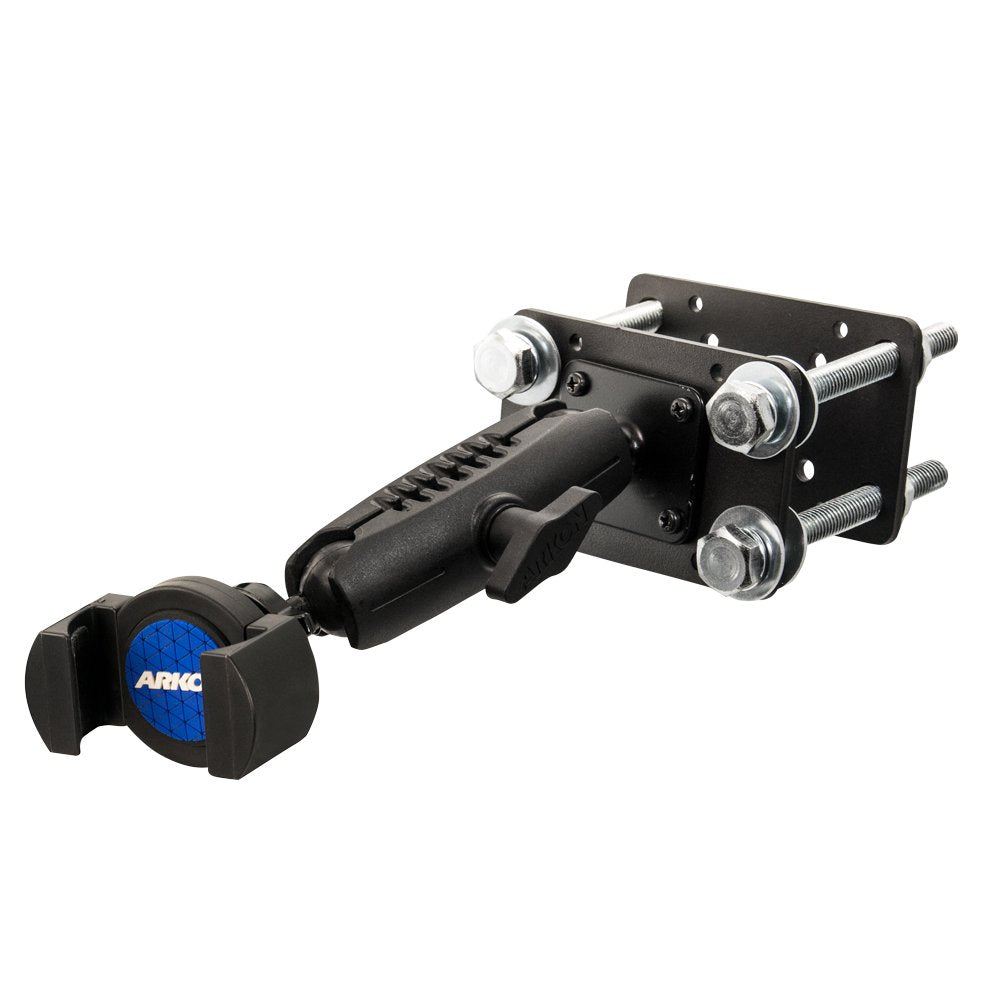 ARKON Mounts RoadVise Forklift Front Guard Phone Mount | Holds Phones 4" Wide | Fits Forklift Pillars and Front Guards | Adjustable 3.75" Shaft |