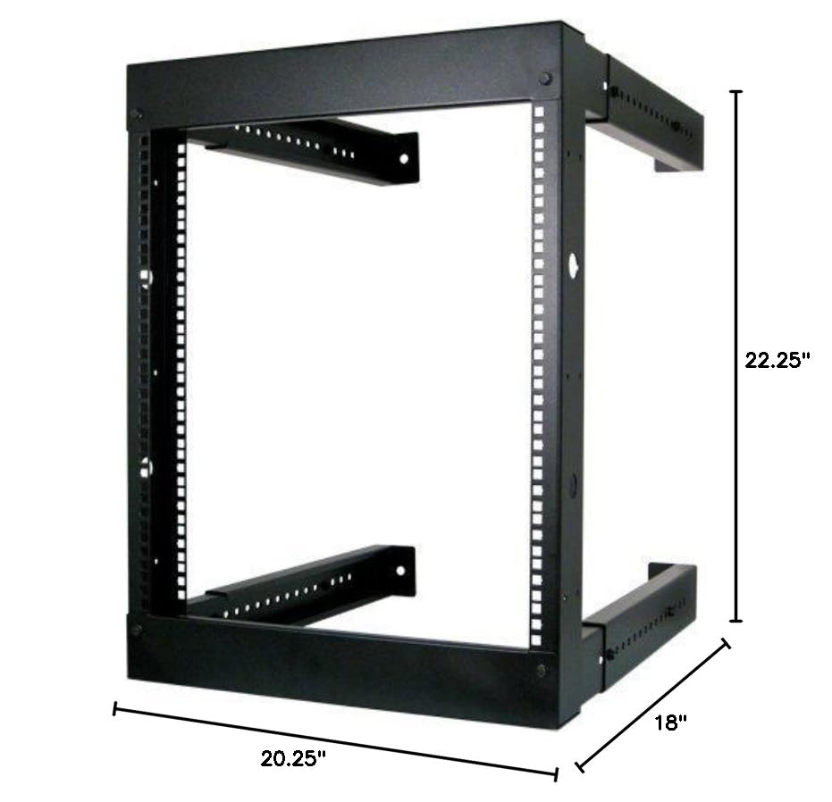 9U Open Wall Mount Frame Rack - Adjustable Depth 18"-30"