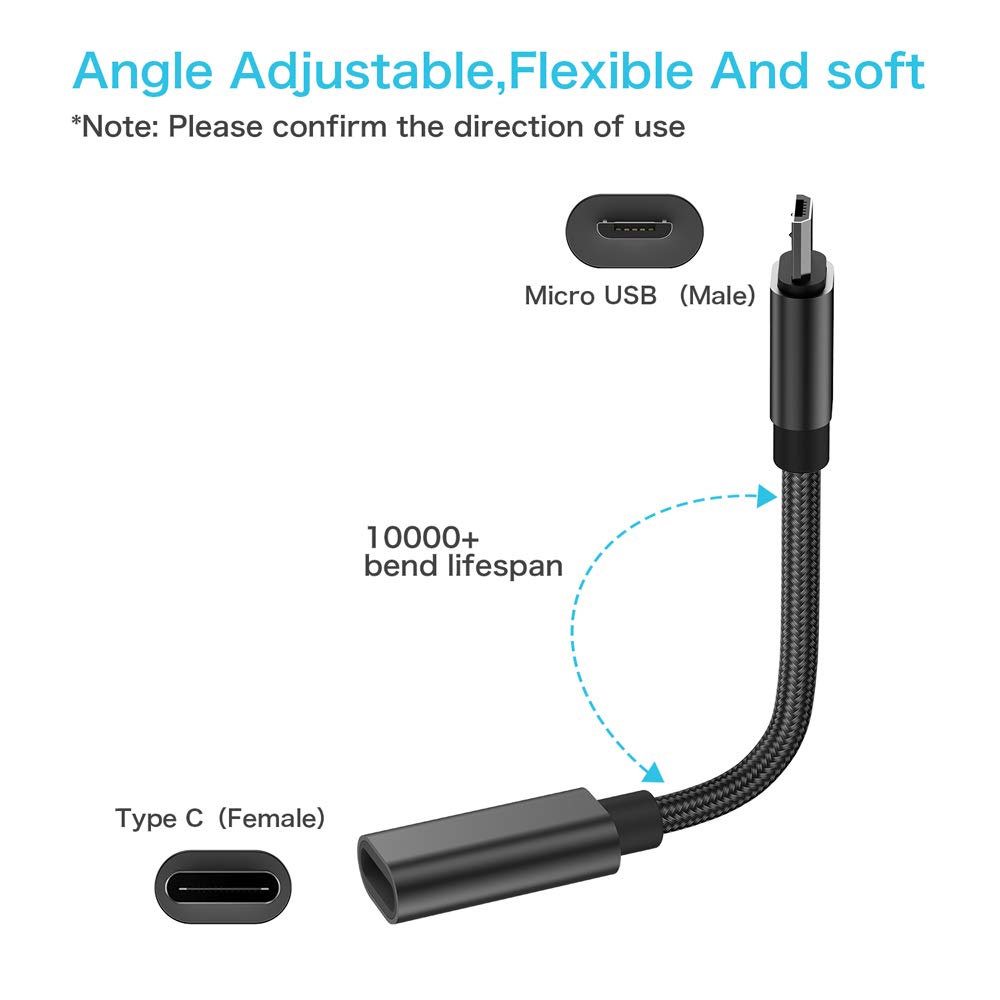 USB C to Micro USB Adapter, KUXIYAN (2 Pack) Type C Female to Micro USB Male Charger Connector Support Charge & Sync Compatible with Samsung Galaxy S7