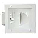 DATA COMM Electronics 45-0231-WH USB Recessed Media Outlet Box, In-Wall Cable Management, Duplex Receptacle,4.0 Amp Dual USB Ports, Large Cable