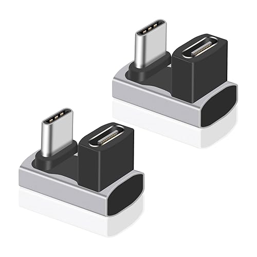 Danfetsoy 2-Pack 240W U Shape USB C Adapter, 40Gbps 180 Degree USB C Male to Female Adapter 40Gbps PD 240W Suitable for Power Bank, Phone, Laptop…