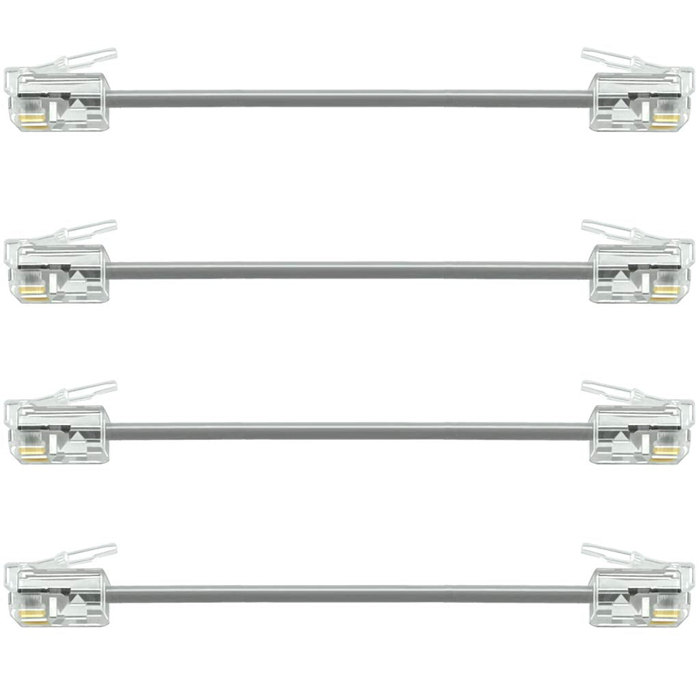 NECABLES 4Pack 3 Inch Short Telephone Cord Phone Cable Wall Phone Cord for Landline RJ11 6P4C Male to Male