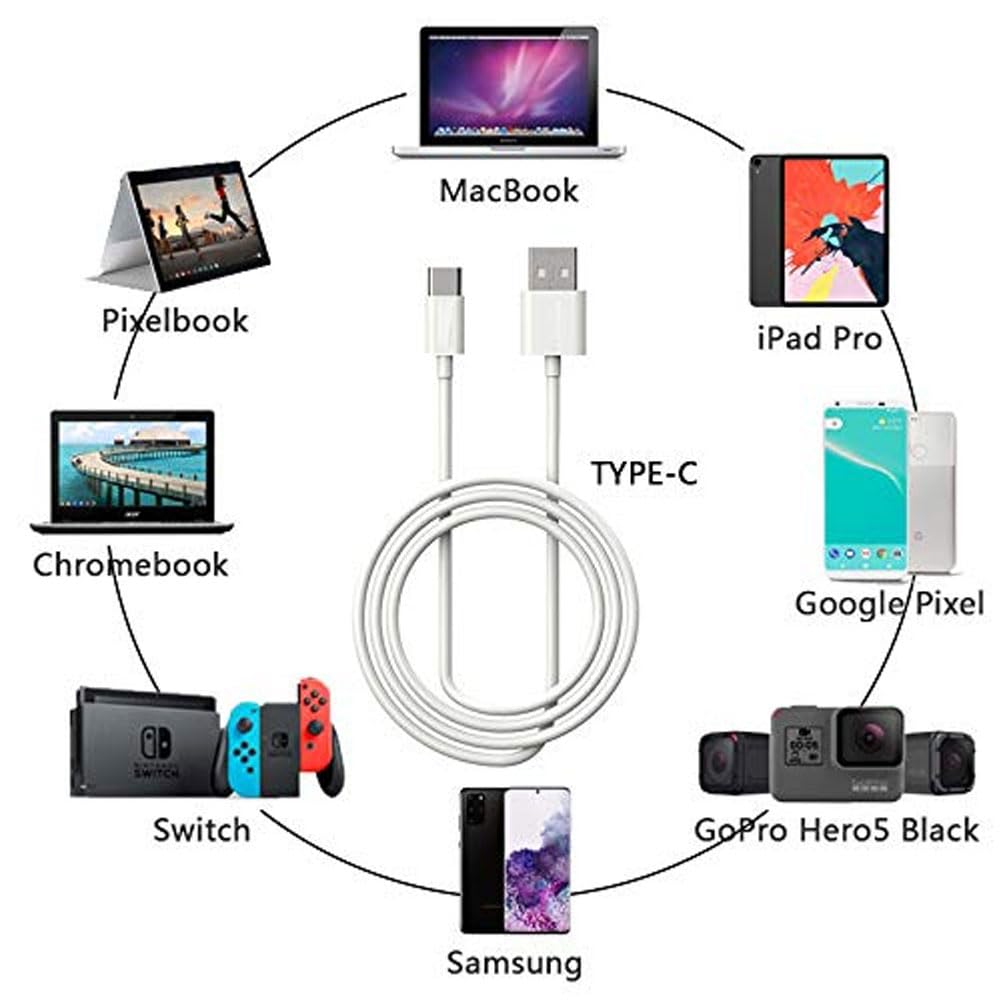 HONGPING Car Carplay Cable 2-Pack of 6ft USB C to USB-A Charger Cable for iPad Pro, Galaxy, MacBook Air, Nintendo Switch, Pixel, LG, Sony, OnePlus