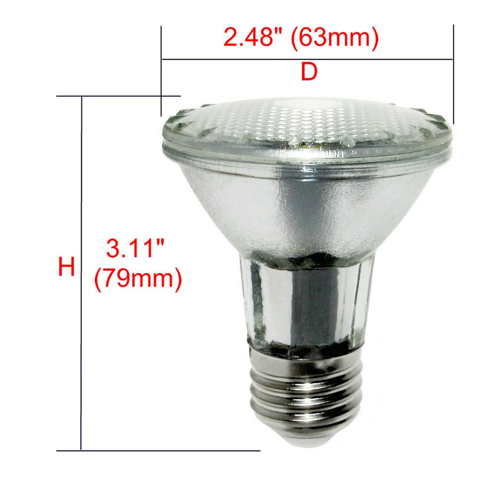 8W PAR20 LED Warm White 3000K Dimmable,Range Hood Light Bulbs,Indoor/Outdoor,Glass Reflector,Waterproof,E26,Recessed Lighting,(75W Halogen Equivalent)