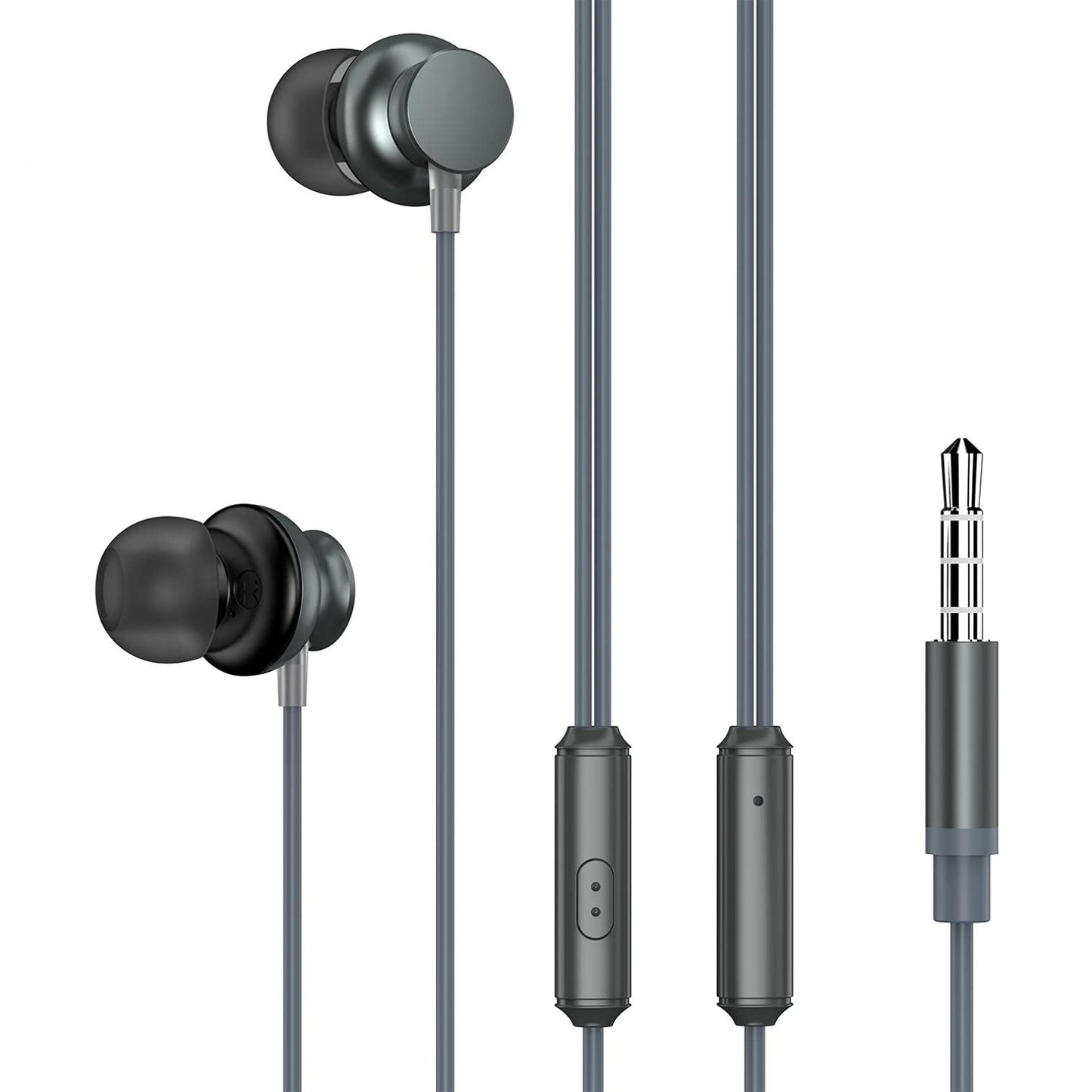 Wired Earphones Hi-Fi Sound Headphones Handsfree Mic Headset Metal Earbuds Compatible with Lively Jitterbug Smart3