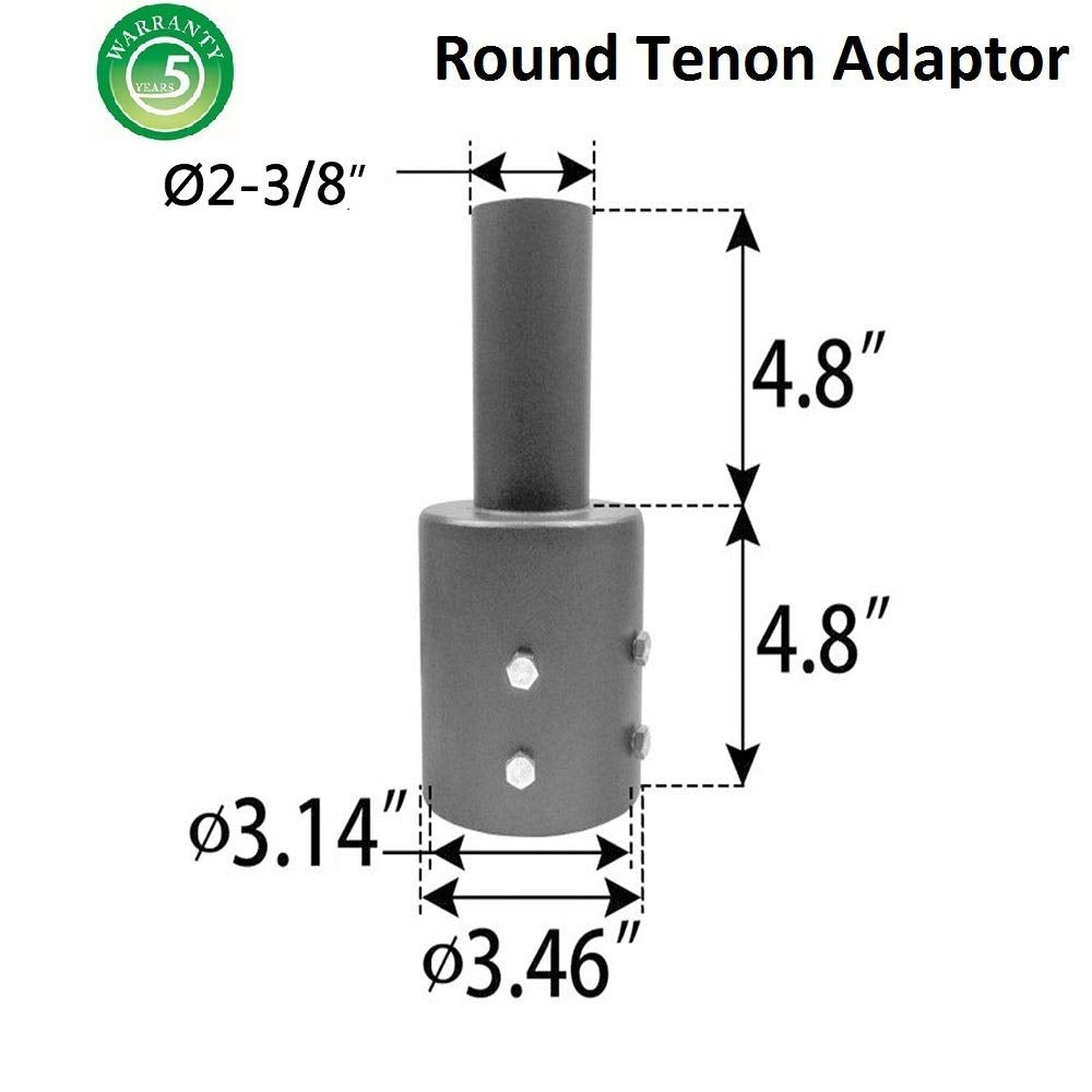 1000LED Round Tenon Adaptor, Durable Steel Tenon Reducer for 3'' OD Round Pole Top Round, Outdoor Light Fixture Mount for Flood Lighting, Shoebox