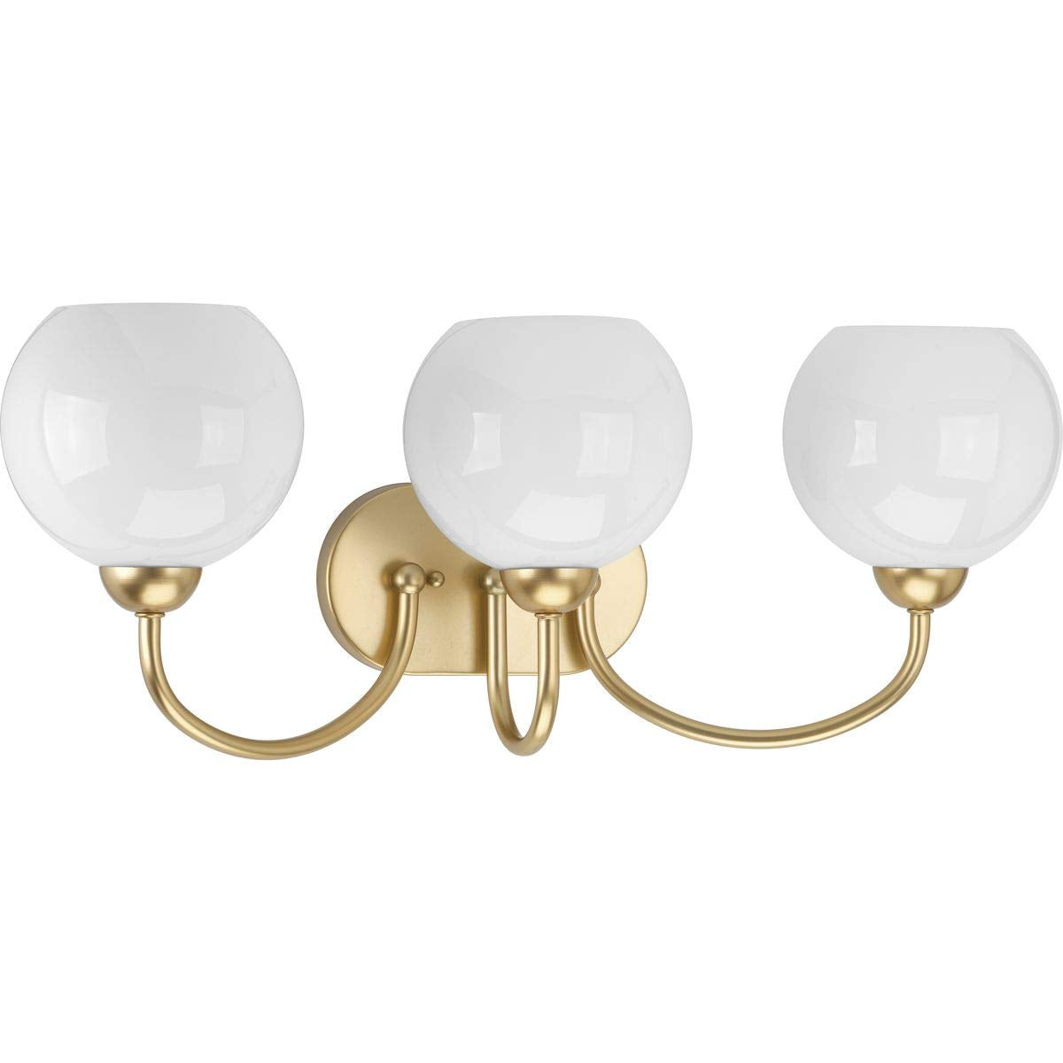 Progress Lighting Carisa Collection 3-Light Opal Glass Mid-Century Modern Bath Vanity Light Vintage Gold