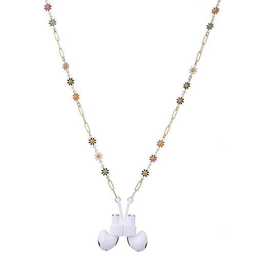 EGEN Colorful Flower Anti-Lost Necklace Golden Copper Chain Leash Accessories with Magnetic Silicone Case Holder Strap Lanyard for Airpods Pro 3 2 1