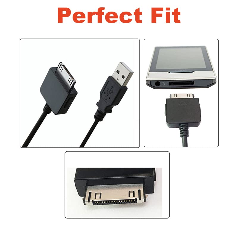 Adhiper Replacement USB Sync Data Transfer Charging Cable Copper Wire Charger Cord Compatible with Microsoft Zune Zune2 ZuneHD MP3 MP4 Player - Only