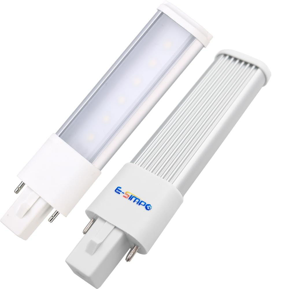E-Simpo 2pcs L135mm/5.3" 2-Pack 4W G23 Bulb 2-Pin Plug-in Horizontal Retrofit Lamp CFL PLS-7W Replacement 110V 220V 180° View Angle Recessed Down Bulb