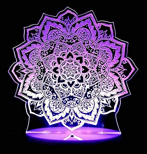 Jinnwell 3D Lotus Flower Night Light Lamp Illusion 16 Color Changing Table Desk Decoration Lamps Gift with Acrylic Flat ABS Base USB Cable Toy