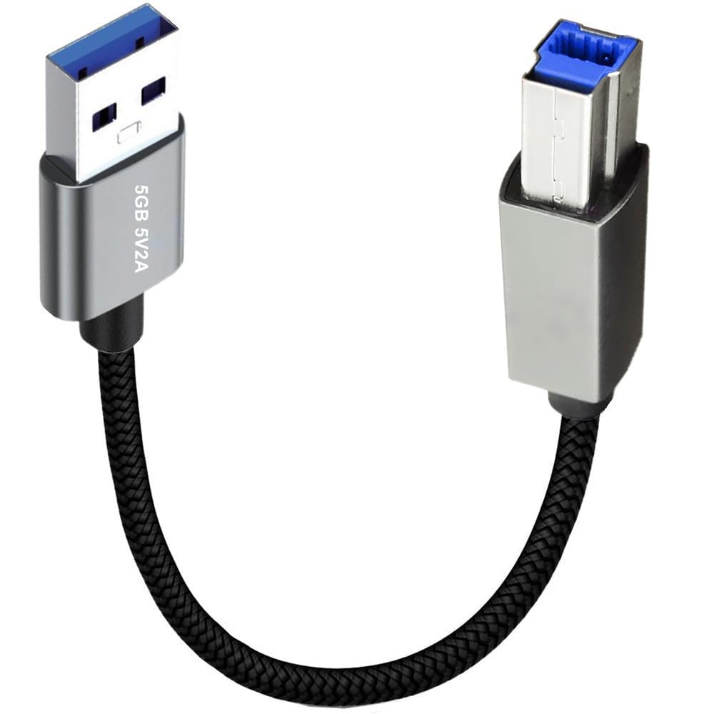 Traovien USB A to B 3.0 Cable Durable Nylon Braided Type A to B Male SuperSpeed USB Adapter Compatible Printers Scanner Monitor External Hard and More