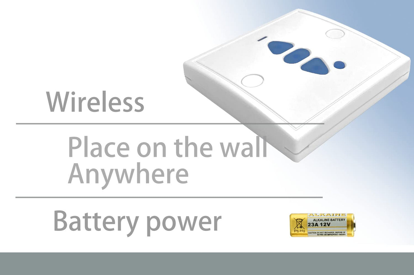 Blütezeit Wall-Mount Switch Wireless for Automatic Sliding Gate Opener, 433 MHz Mutual-Duplicating Remote Control, Door Access Control System