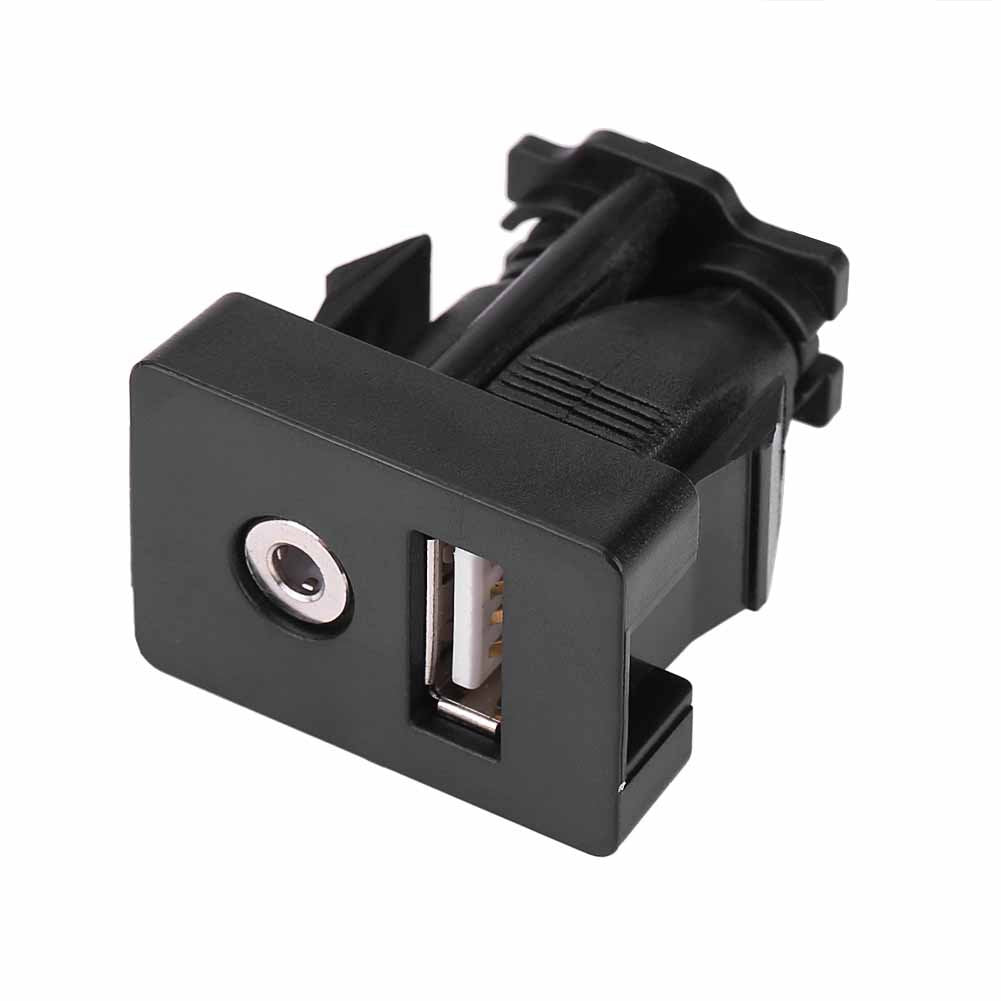 USB and Aux Port for Car, Universal Plastic and Copper 3.5mm Automotive USB Dual Port Panel Mount 3.5mm AUX Cable for Most Cars