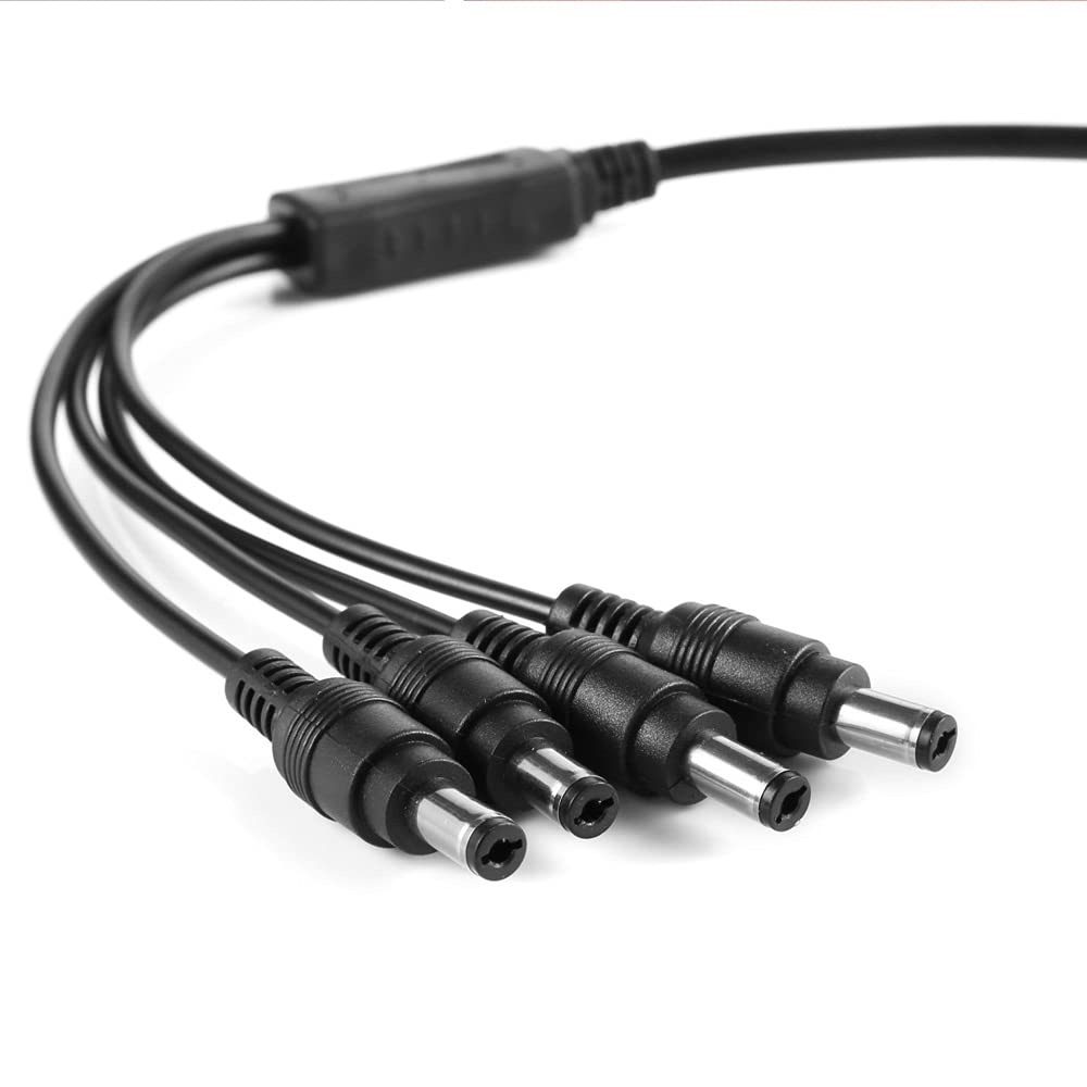 DC 1 Female to 4 Male Output Power Splitter Cable 4 Pcs 1 to 4 DC CCTV Camera Power Splitter Cable Y Adapter for CCTV Security Cameras and LED Strip