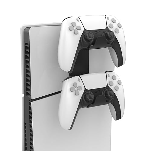 Monzlteck Dual Controller & Headset Holder for PS5 Slim/pro - No Screw Metal Wall Mount, Side Mount Storage, Space Saving Design for Gaming Setup
