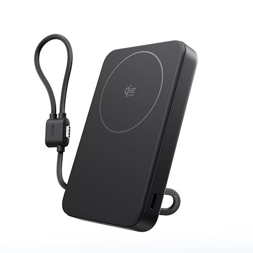 EF ECOFLOW Rapid Mag Power Bank, Qi2.2 25W MagSafe-Compatible Portable Charger, 10,000mAh Magnetic Power Charger with Built-in USB-C Cable