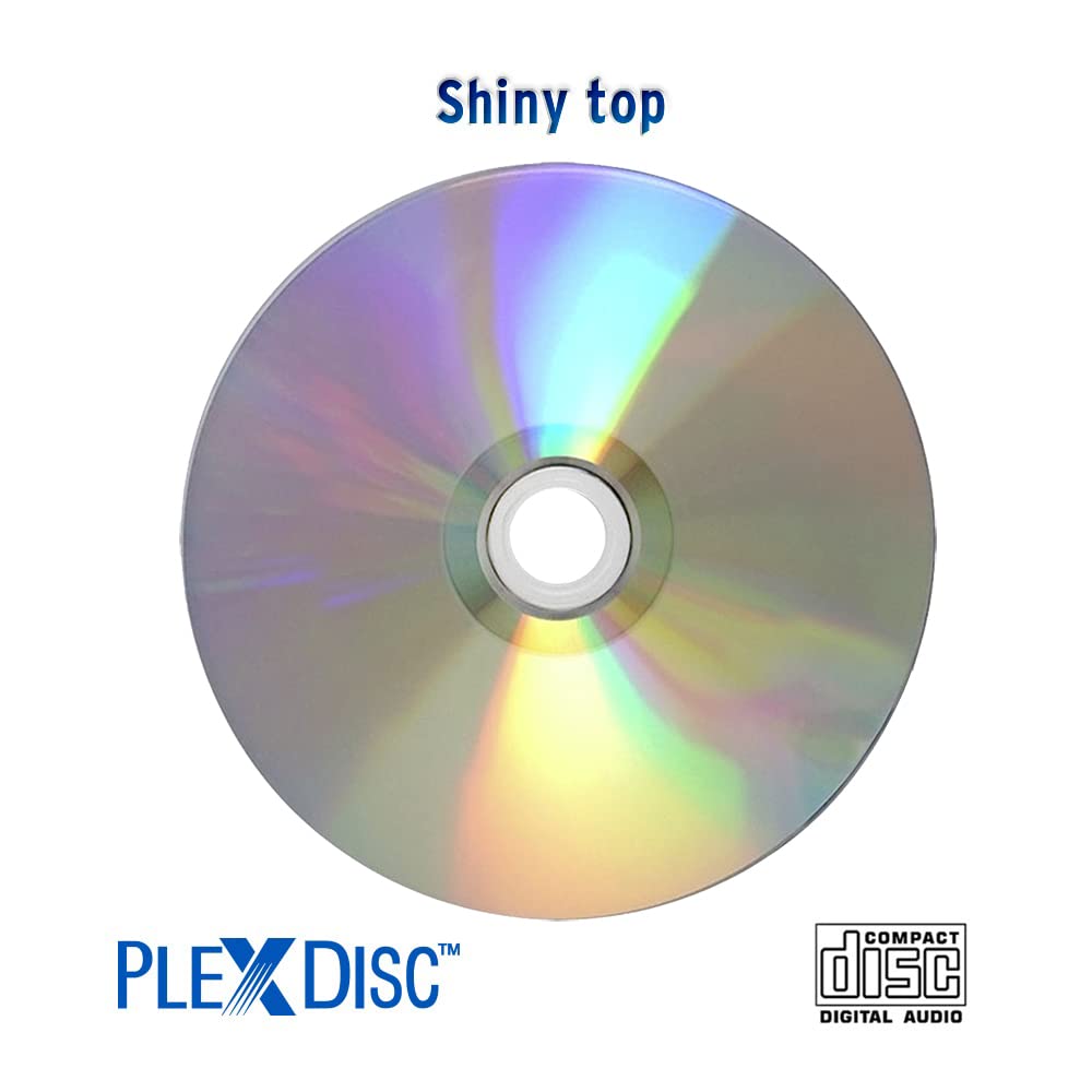 PlexDisc 52x Digital Audio Music CD-R Disc 80min 700MB Shiny Silver - 100 PK Cake Box (FFP), 100 Discs