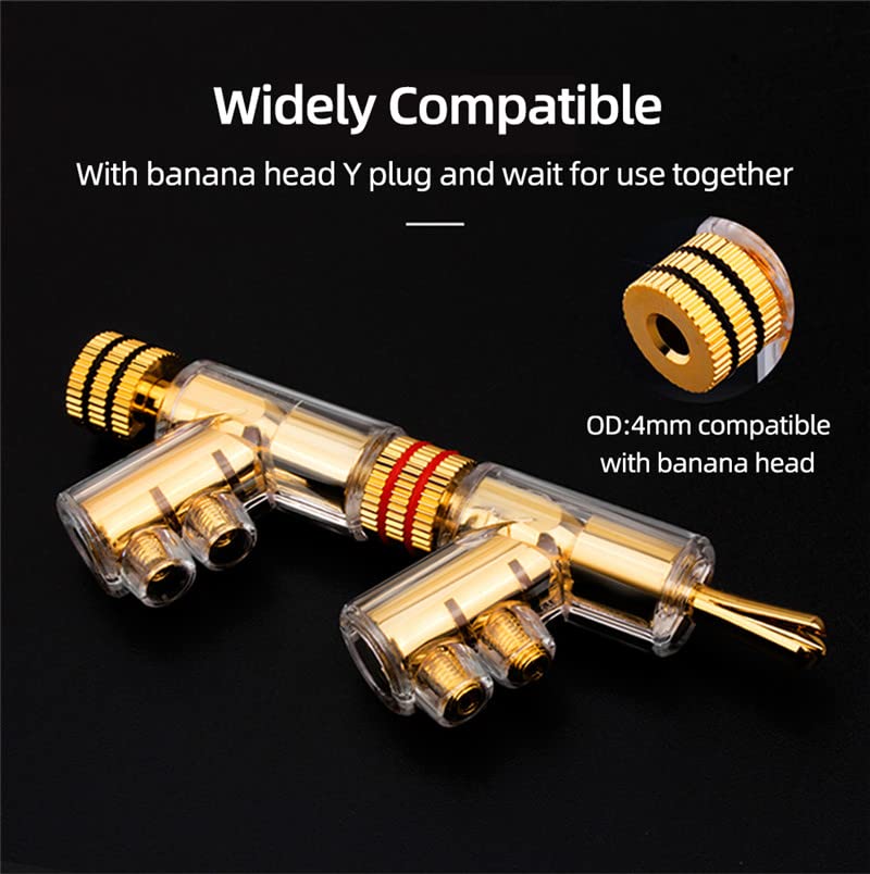 KUYIOHIFI HiFi Banana Plugs Speaker Connectors Screw Locking Banana connectors Gold Plated Speaker Plugs -2Pairs / 4 pcs