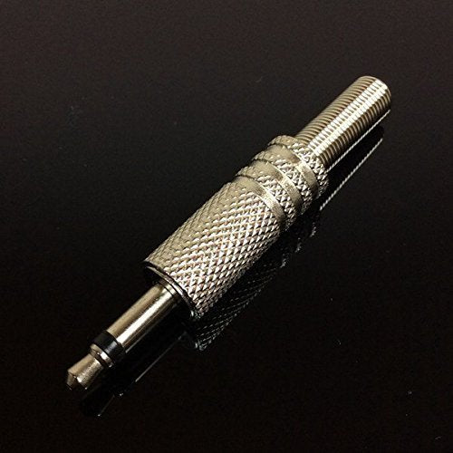 CESS 3.5mm TS Mono Male Plug, Nickel Metal Solder Audio Connector with Spring Relief, Repair Jack, 5 Pack