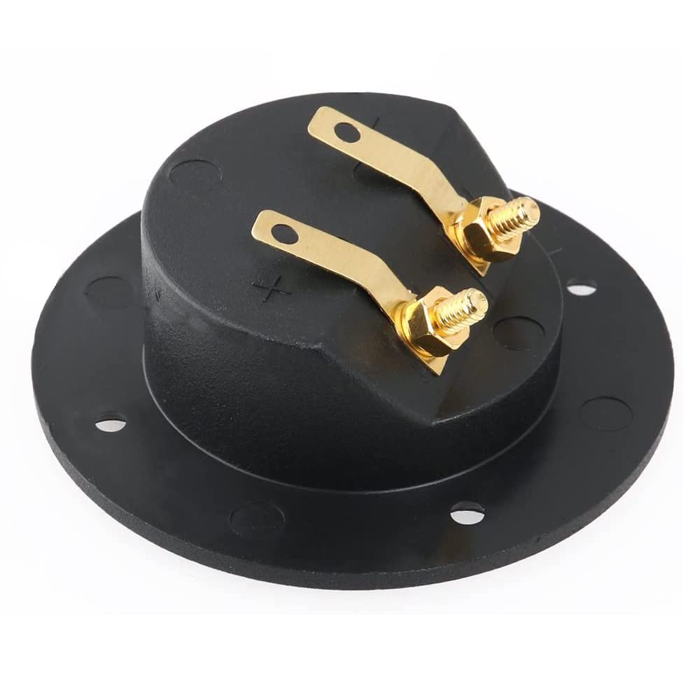 BlueMart 3" Round 2-Way Binding Post Screw Cup Connector Speaker Box Terminal Cup (Black - 4pcs)