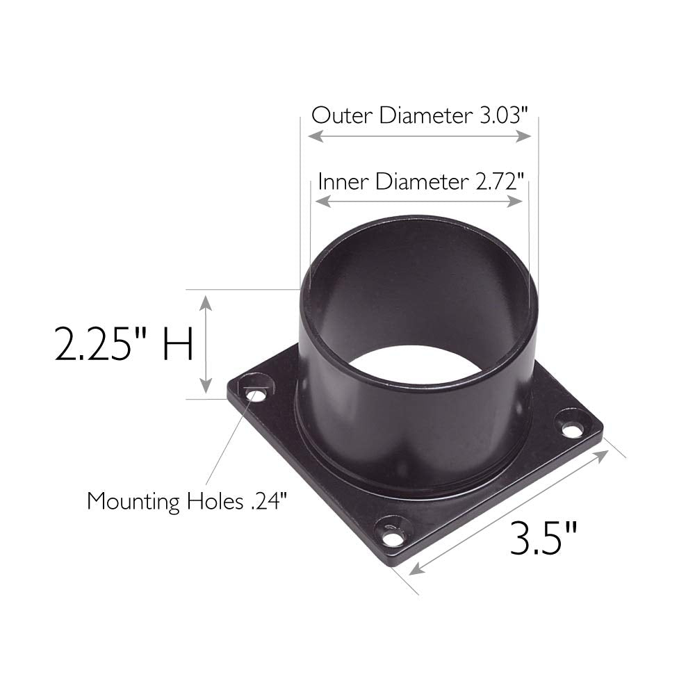 Design House Outdoor Pier Mount Base for Post Lights, Fits Standard 3-Inch Post Top Lanterns, Weather-Resistant Cast Aluminum, Black Finish, Mounting