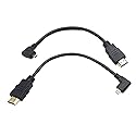 Seadream Angled Micro HDMI to HDMI Cable 8inch 90 Degree Angle Micro HDMI Male to HDMI Male Cable Connector (2pcs:1pcs Left +1pcs Right)