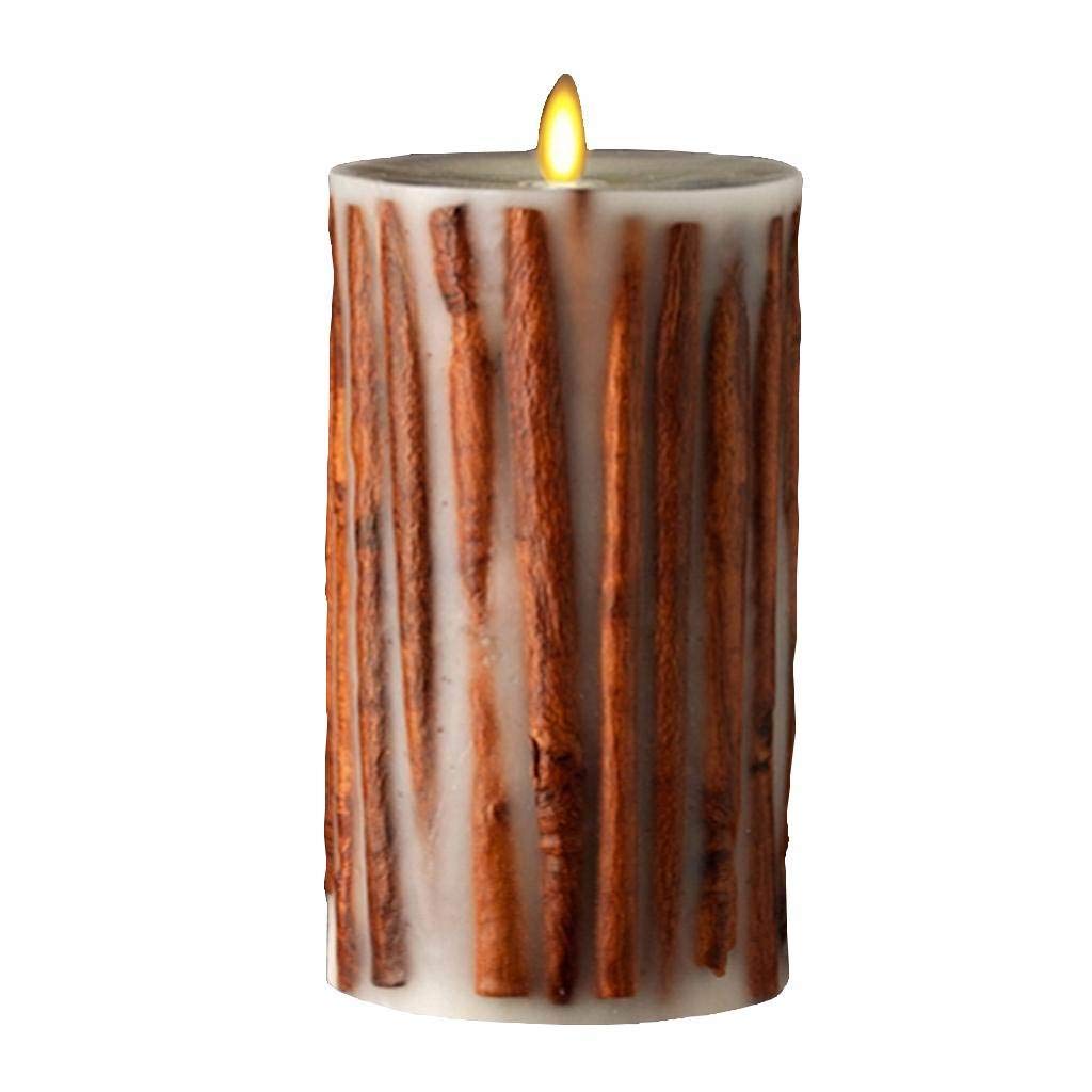 Raz Imports 3.5"X7" Moving Flame Cinnamon Stick Candle - Flameless Lighting Accent and Decorative Battery Operated Flickering Light Source with Timer