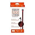 Grip Lock Cable Ties, Zip Ties, 8 in Long, Red Rubber Lined, Nylon, Black, Reusable, Set of 48