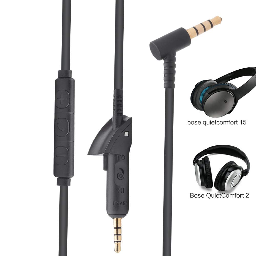 Toeasor Replacement Audio Cable Extension Cord Wire Compatible with Bose QC15 QuietComfort 15 Headphone with in-line MIC and Remote Control