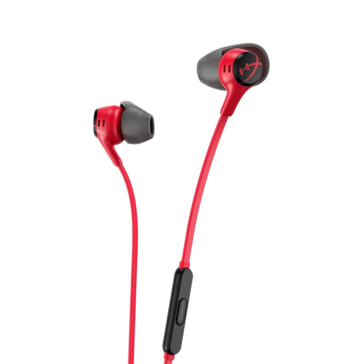 HyperX Cloud Earbuds II 14mm Drivers, Four Eartips, Hard-Shell Carrying Case, Low-Profile 90° Plug, 3.5mm Plug, Built-in Microphone, Multi-Function