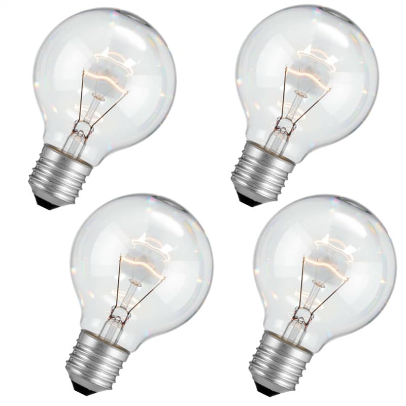 RESISPA ?4 Pack G25 Globe Light Bulbs - 60 W Incandescent Light Bulb, G25 Double Life Globe Bulb,2700K Soft White, E26 Base, Dimmable - Crystal Clear