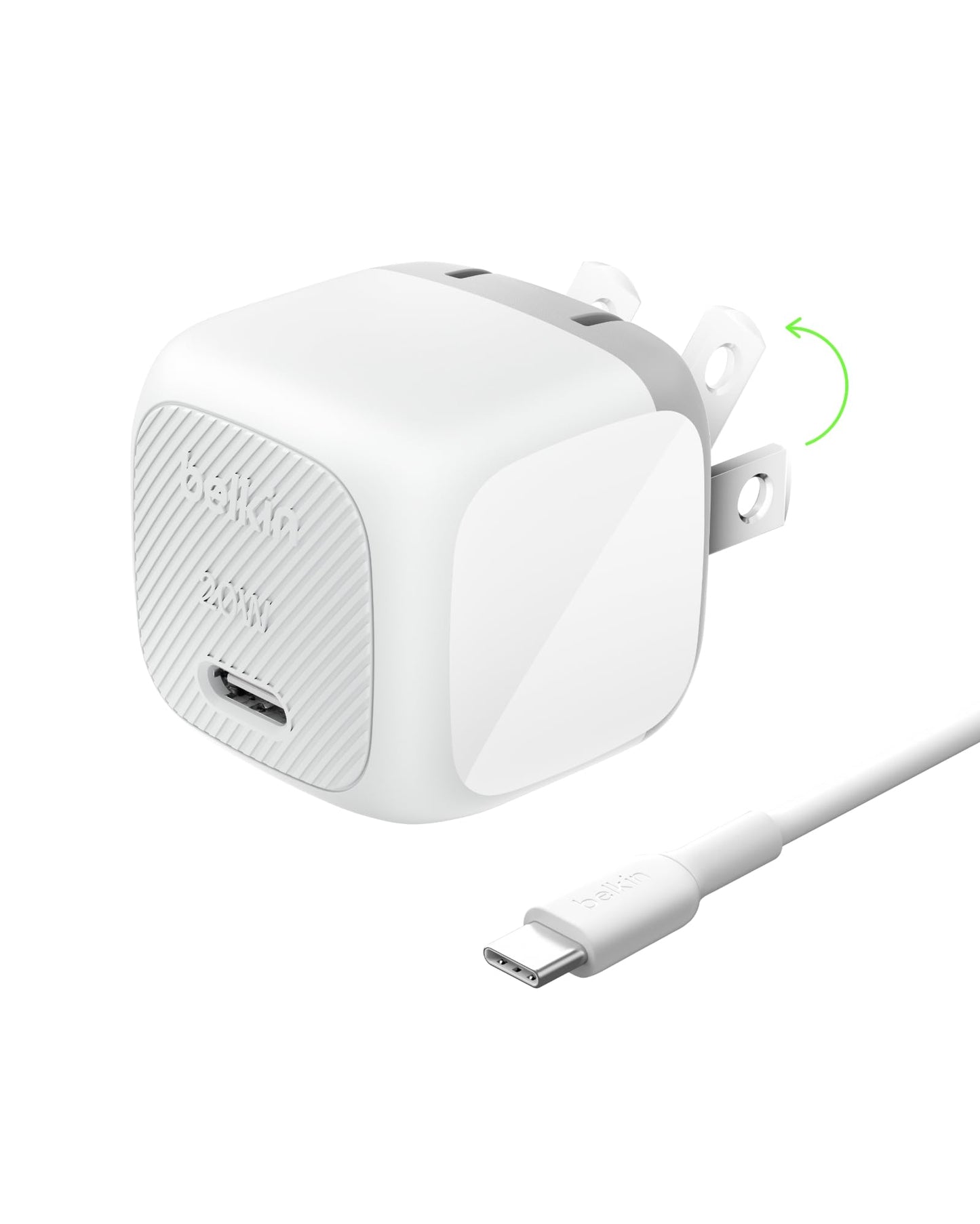Belkin USB C Charger Block 20W, Fast Charging Block, Type C Wall Charger, USB C Cable Included Compatible w/Apple iPhone 17, Air, Pro, Samsung Galaxy