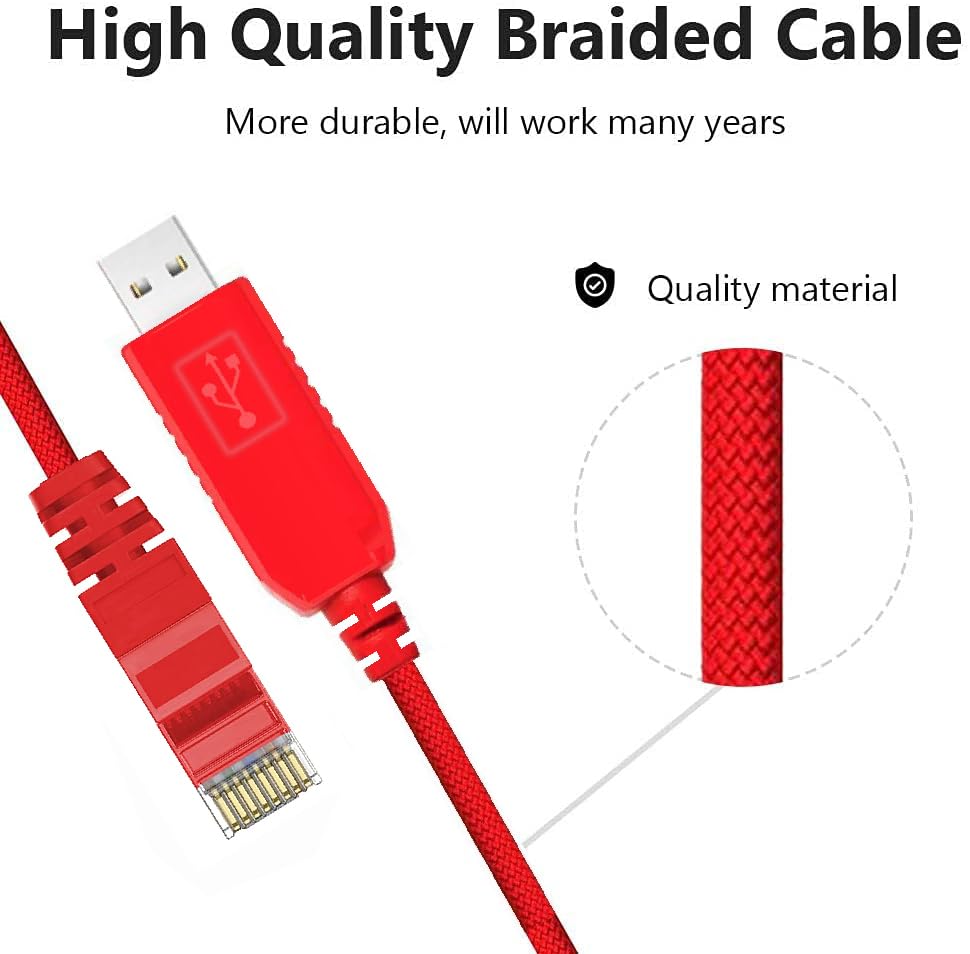 Feanteek USB to RJ45 Skywatcher Cable and Orion Mount EQMOD ASCOM GOTO Equatorial Mount Data Cable for HEQ5pro AZEQ5 AZEQ6 EQ6-R Telescope(6FT/1.8M)