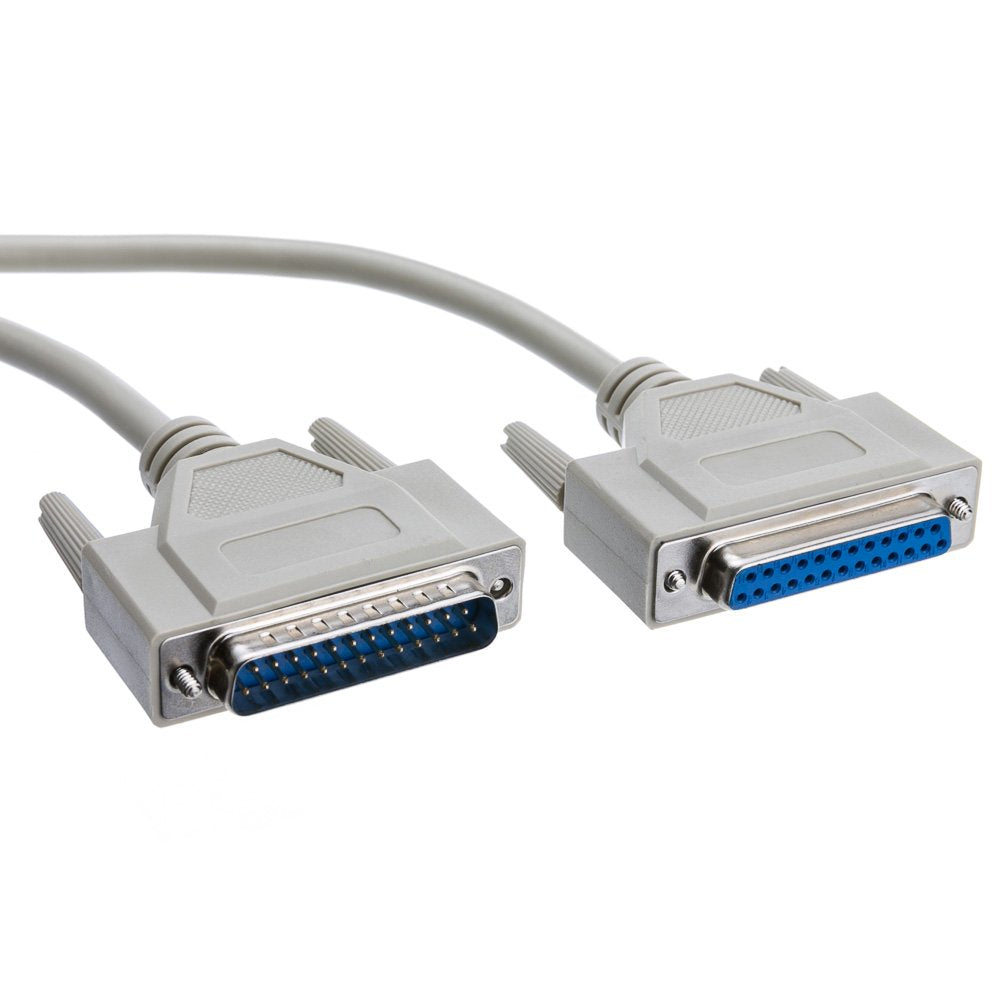 CableWholesale 3 feet Serial Extension Cable, DB25 Male to Female, 28 AWG, 25 Conductor, 1:1, Beige, Male to Female Serial Extender for Printer