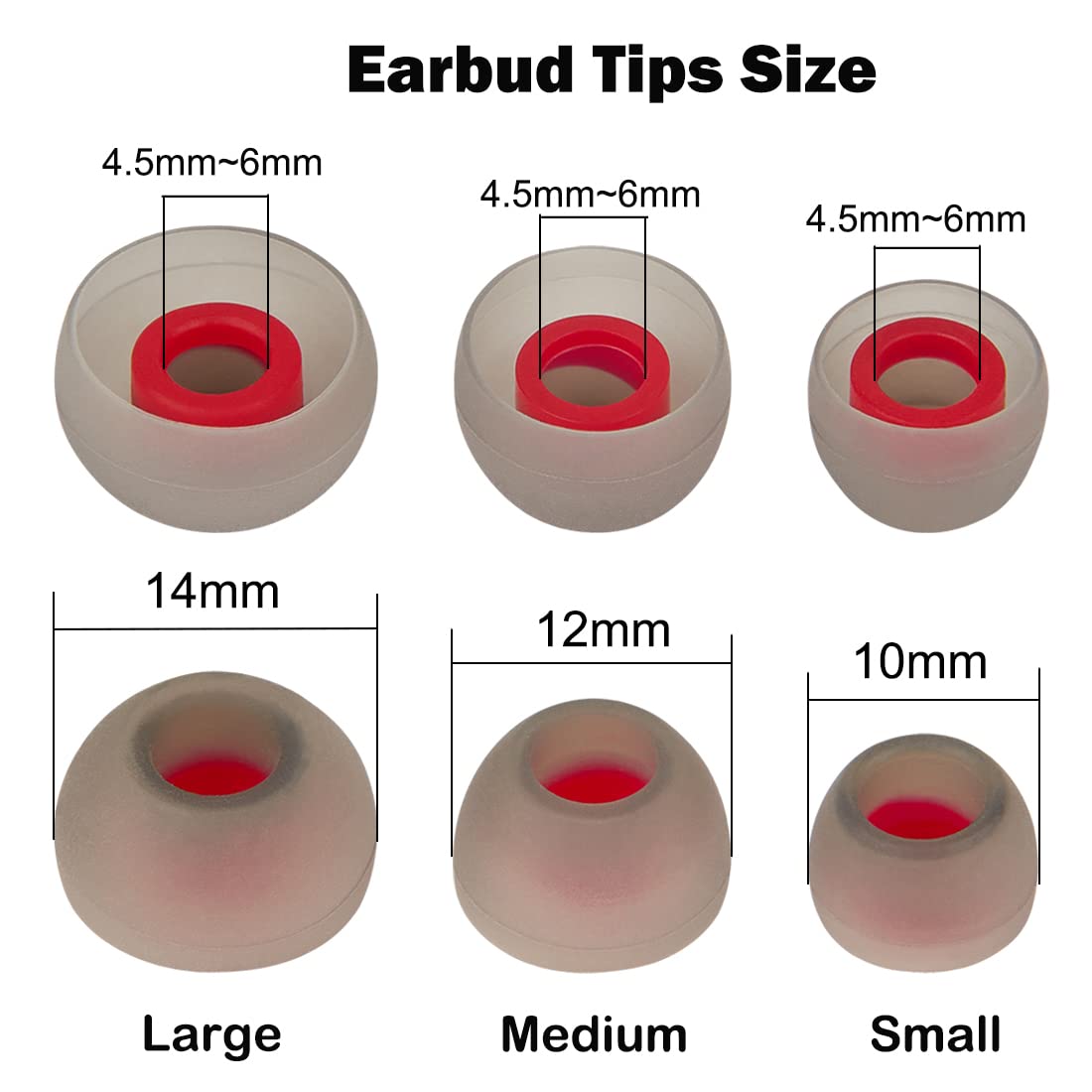 DMZHY Medium Earbud Replacement Tips Silicone Earbud Tips Ear Tips Fit Most in-Ear Earbuds(Inner Hole 4.5mm -6mm) Headphone Eartips Ear Bud Covers 9…