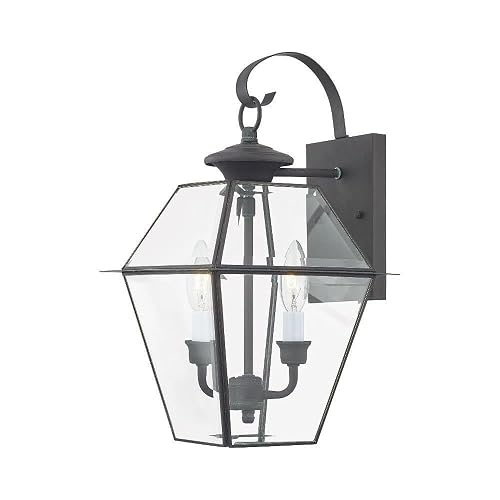 Livex Lighting 2281-61 Westover 2 Light Outdoor Wall Lantern, Charcoal