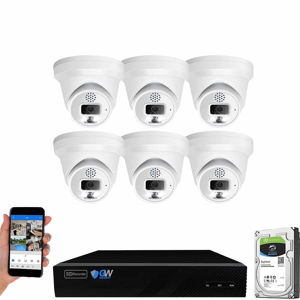 GW Security 8 Channel 8MP Fulltime Color Night Vision 4K NVR Security Camera System with 6 UltraHD 4K IP Two-Way Audio Outdoor/Indoor Smart AI Human
