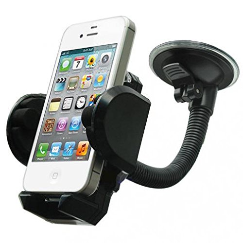 Compatible with Galaxy S10, S10e, S10 Plus - Car Mount Windshield Phone Holder Rotating Cradle Stand Window Glass Dock Suction Gooseneck Black Works