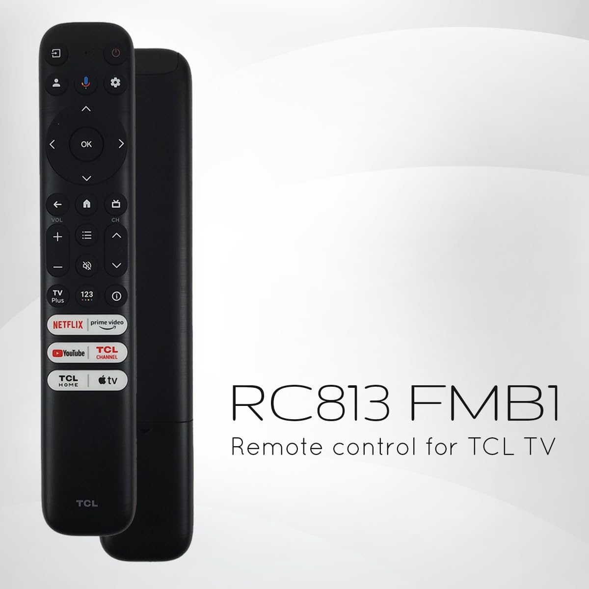 Ceybo OEM RC813 FMB1 Voice Remote Control fit for TCL QLED Smart TV, Works with Google Assistant, 55Q750G 43Q750G 65QM850G (Renewed)