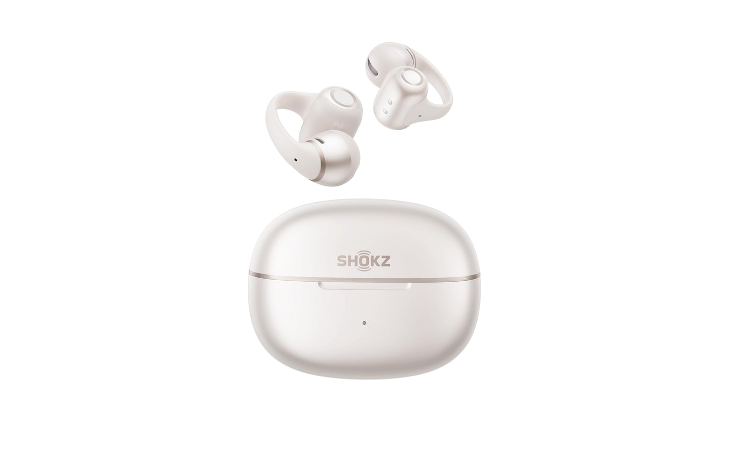 SHOKZ OpenDots 2 Open-Ear Clip-On Earbuds, White, Dolby Audio, 3 Mics