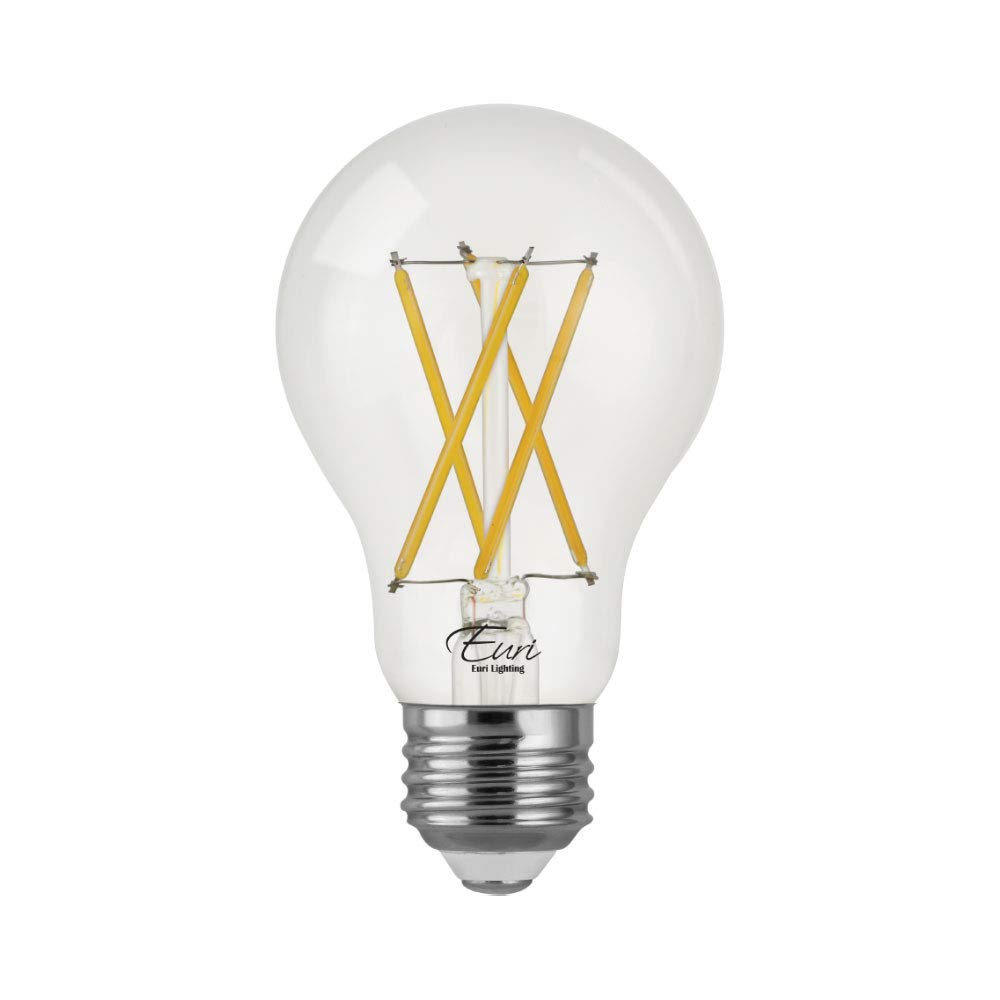 Euri Lighting VA19-3050cec, Dimmable LED A19, 8.5W (60W Equiv.) 800lm, 90+ CRI, Cool White (5000K), 320° Beam, E26, Wet Rated, UL, E-Star, CEC, JA8