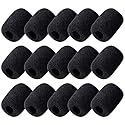 15 Pack Foam Microphone Windscreen, Lapel Headset Microphone Sponge Mini Foam Cover Shield Protection for Variety of Headset (Black)
