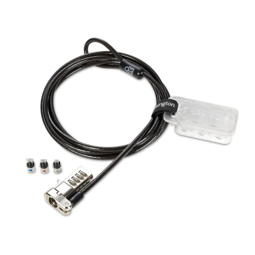 Kensington Universal 3-in-1 Combination Laptop Lock - Preset - Carbon Steel, Plastic - 6 ft - for Notebook